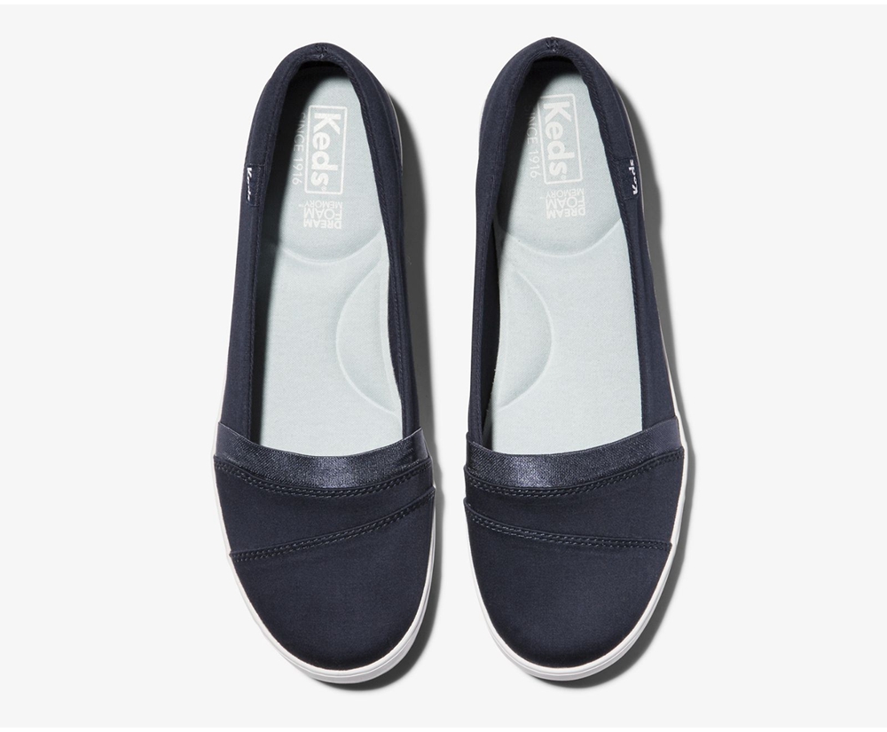 Keds Womens Slip Ons Navy - Carmel - 591LKVNQZ